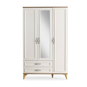 Erezoğulları Irmak 3 Kapılı 2 Çekmeceli 120x48x195 CM Beyaz Gardrop