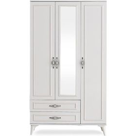 Erezoğulları Irmak 3 Kapılı 2 Çekmeceli 120x48x195 CM Beyaz Gardrop