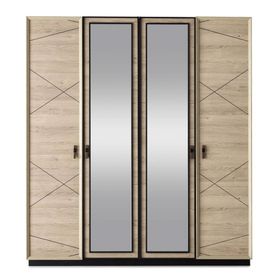 Erezoğulları Vega 4 Kapaklı Modern Aynalı Abanoz Gardrop