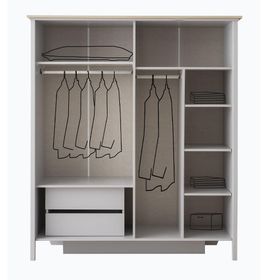 Erezoğulları Yakamoz Sis Gri 4 Kapaklı 173x56x201 CM Gardırop