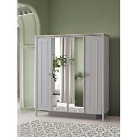 Erezoğulları Yakamoz Sis Gri 4 Kapaklı 173x56x201 CM Gardırop
