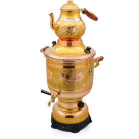 Eriza Home 6 litre 220 V Elektrikli İşlemeli Bakır Altın Semaver