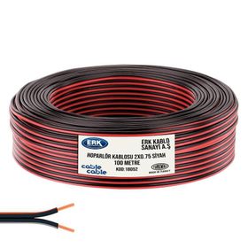ERK Kablo 2x0.75 mm 100 m Siyah Hoparlör Kablosu