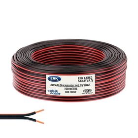 ERK Kablo 2x0.75 mm 100 m Siyah Hoparlör Kablosu
