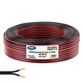 ERK Kablo 2x0.75 mm 100 m Siyah Hoparlör Kablosu
