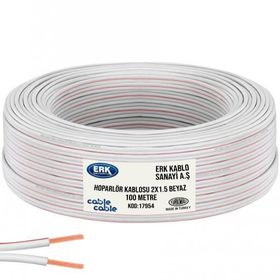 ERK Yerli Kordon 2x1.5 cm Beyaz 100 m Hoparlör Kablosu