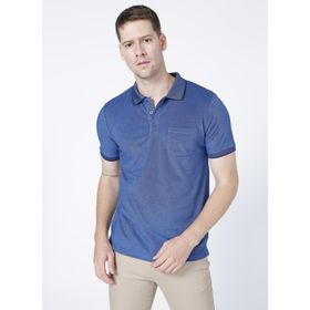 Erkek Çekmeyen Pamuklu Kumaş Regular Fit Geniş Kesim Laci-indigo Kıvrılmaz Polo Yaka Cepli Tişört