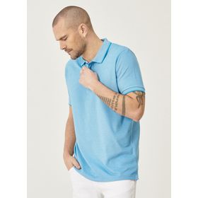Erkek Çekmeyen Pamuklu Kumaş Slim Fit Dar Kesim Saks-Beyaz Kıvrılmaz Polo Yaka Tişört