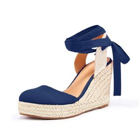 Ermonn Espadril Dolgu Platform Kapalı Burun Lacivert 1 Kadın Sandalet