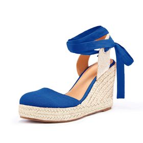 Ermonn Espadril Dolgu Platform Kapalı Burun Lacivert 1 Kadın Sandalet