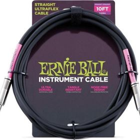 Ernie Ball P06048 10FT 3 m Düz Siyah Enstrüman Kablosu