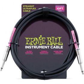 Ernie Ball P06048 10FT 3 m Düz Siyah Enstrüman Kablosu