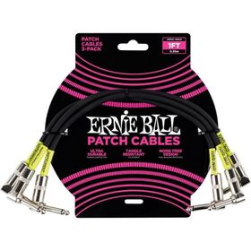Ernie Ball P06075 1FT 3'lü Paket Siyah Kablo