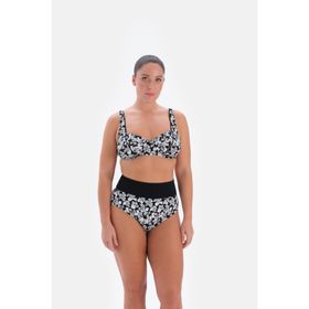 Eros 24SW85078EST Kaplı Çıkarılabilir Askılı Desenli Balenli Beyaz Siyah Bikini