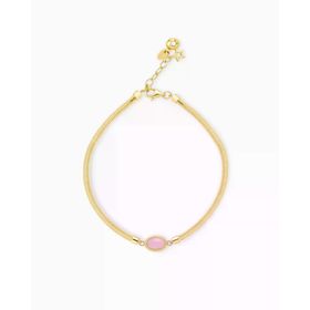 Erva Gold 14 Ayar Balıksırtı Pembe Taşlı Bileklik