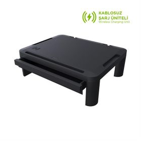 Escrito ESEM540 Lome Premium Yükseklik Ayarlanabilir Çekmeceli ve Wifi Şarj Üniteli Monitör Yükseltici