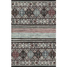 Esdeh Şal Desen Pamuk Taban Antrasit 80x150 Yıkanabilir Dekoratif Halı