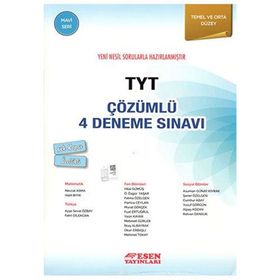 Esen Yayınları TYT Çözümlü 4 Deneme Sınavı Mavi Seri