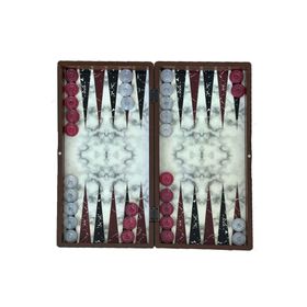 Eser Marble Beyaz Büyük Boy Tavla Takımı
