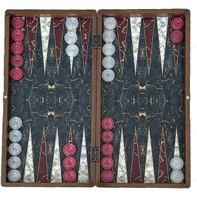 Eser Marble Kırmızı Büyük Boy Tavla Takımı