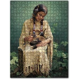 Eski Kucağında Tilki Kızılderili Kız Çocuğu Görseli 120 Puzzle