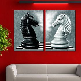 Eslim İ383 SATRANÇ ATLAR 70x100 cm Kanvas Tablo
