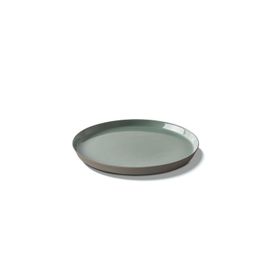 Esma Dereboy 16.5 cm Taş Rengi Nil Yeşili El Yapımı Porselen Yuvarlak Pasta Tabağı