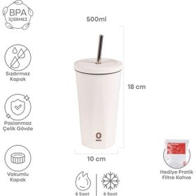 Espressolab No:81 Paslanmaz Çelik Beyaz Pipetli 500 ml Termos