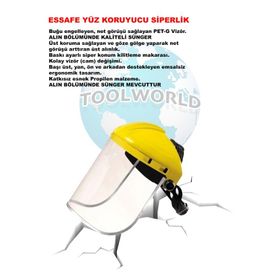 Essafe Siperlik Şeffaf Cam Açılabilir GE 1202 Yüz Koruyucu
