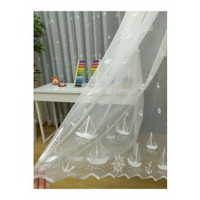 Esse Home Seyrek Pile 1/2 Yelkenli Çapa Desenli Çocuk Odası 250x260 cm Tül Perde