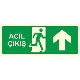 Este Uyarı Levhaları Acil Çıkış Yukarı Fotolümen Uyarı Levhası
