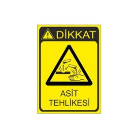 Este Uyarı Levhaları Asit Tehlikesi 25x35 cm Uyarı Levhası