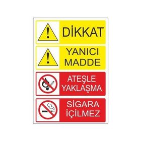 Este Uyarı Levhaları Dikkat Yanıcı Madde Ateşle Yaklaşma Sigara İçilmez 25x35 cm Uyarı Levhası