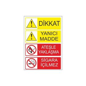 Este Uyarı Levhaları Dikkat Yanıcı Madde Ateşle Yaklaşma Sigara İçilmez 25x35 cm Uyarı Levhası