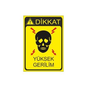Este Uyarı Levhaları Dikkat Yüksek Gerilim 25x35 cm Uyarı Levhası