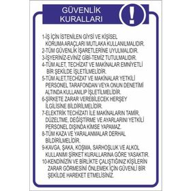 Este Uyarı Levhaları Güvenlik Talimatı 25x35 cm Uyarı Levhası