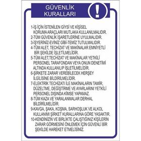 Este Uyarı Levhaları Güvenlik Talimatı 25x35 cm Uyarı Levhası