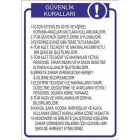 Este Uyarı Levhaları Güvenlik Talimatı 25x35 cm Uyarı Levhası