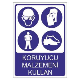 Este Uyarı Levhaları Koruyucu Malzemeni Kullan 25x35 cm Uyarı Levhası