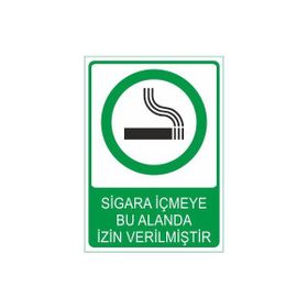 Este Uyarı Levhaları Sigara İçmeyebu Alanda İzin Verilmiştir 25x35 cm Uyarı Levhası