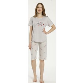 Estiva 22069 Kadın Viskon Kısa Kollu Kaprili Pijama Takımı