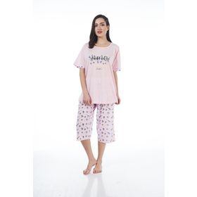 Estiva 22071 Kadın Viskon Kısa Kollu Kaprili Pijama Takım