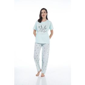 Estiva 22124 Kadın Çiçek Desenli Kısa Kollu Viskon Pijama Takımı