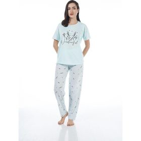 Estiva 22124 Kadın Çiçek Desenli Kısa Kollu Viskon Pijama Takımı