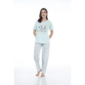 Estiva 22124 Kadın Çiçek Desenli Kısa Kollu Viskon Pijama Takımı