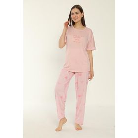 Estiva 22154 Kadın Viskon Kısa Kollu Büyük Beden Pijama Takımı