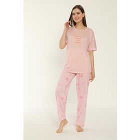 Estiva 22154 Kadın Viskon Kısa Kollu Büyük Beden Pijama Takımı