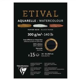 Etival Rough A4 300 gr 15 Yaprak Soğuk Pres Siyah Sulu Boya Blok