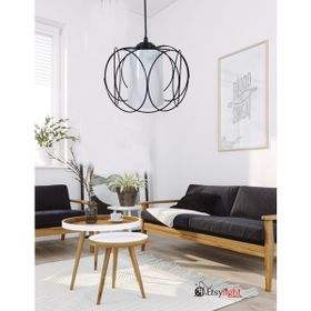 Etsylight White Glass One Siyah - Beyaz Avize