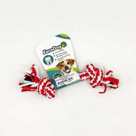 Euro Dog Beyaz Kırmızı 15 cm İki Düğümlü Kalın Diş Kaşıma İpi Köpek Oyuncağı